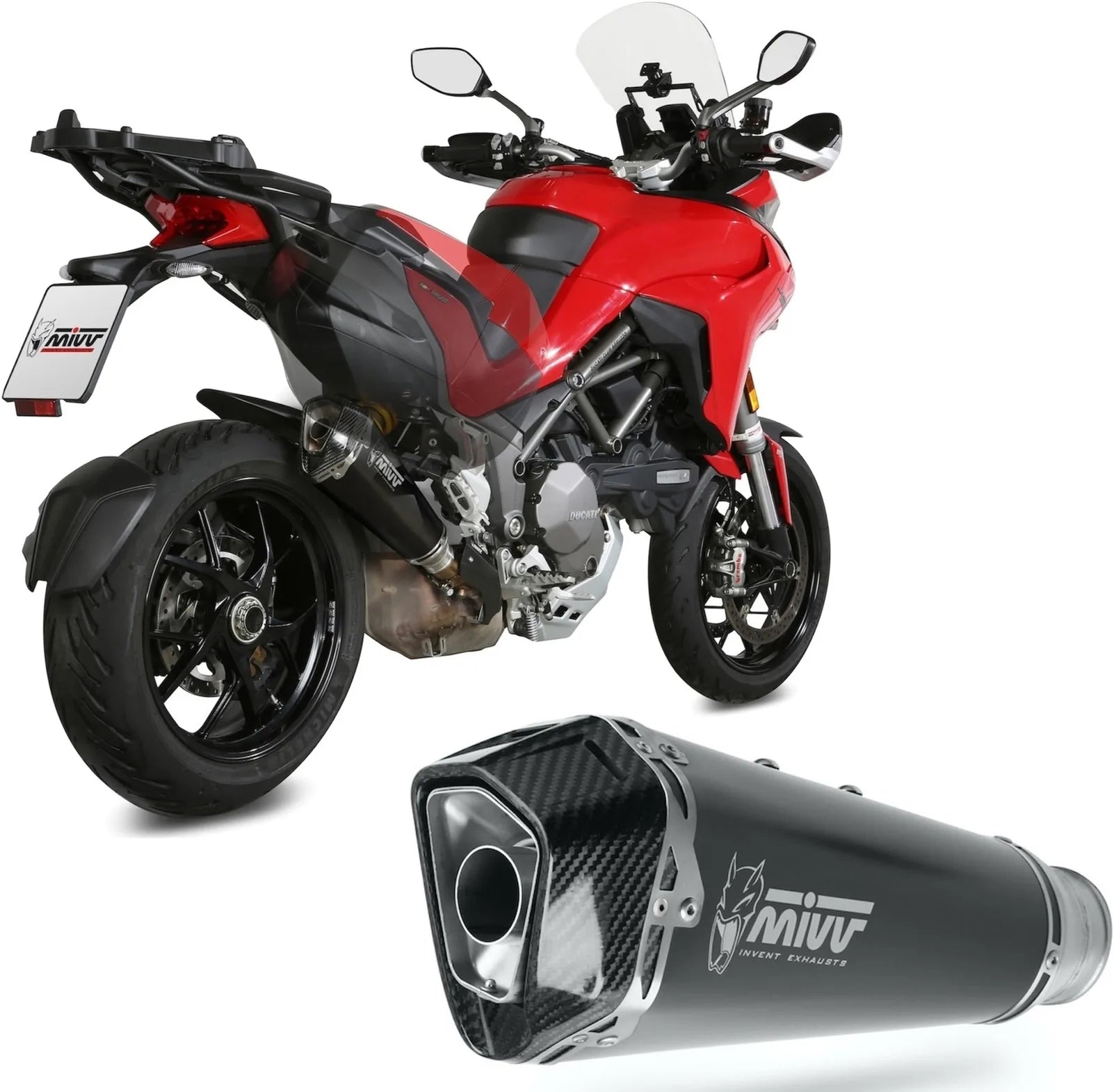 Exhaust Tip With Noise Certification Delta Race Steel Black Carbon - Mivv Compatible With Ducati Multistrada 1260 (2018-2020)