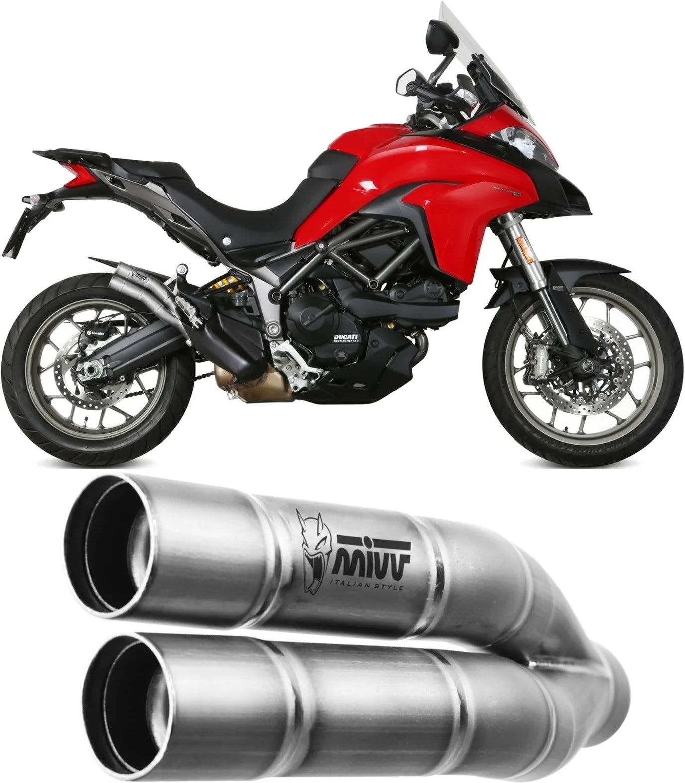 Exhaust Tip With Noise Certification Double Gun Stainless Steel - Mivv Compatible With Ducati Multistrada 950 S (2017-2021)