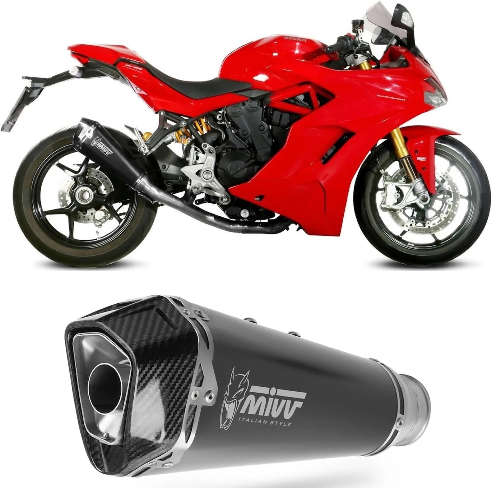 Catalytic Exhaust Tip With Sound Certification Delta Race Steel Black Carbon - Mivv Compatible With Ducati Supersport 939 - S (2017-2020)