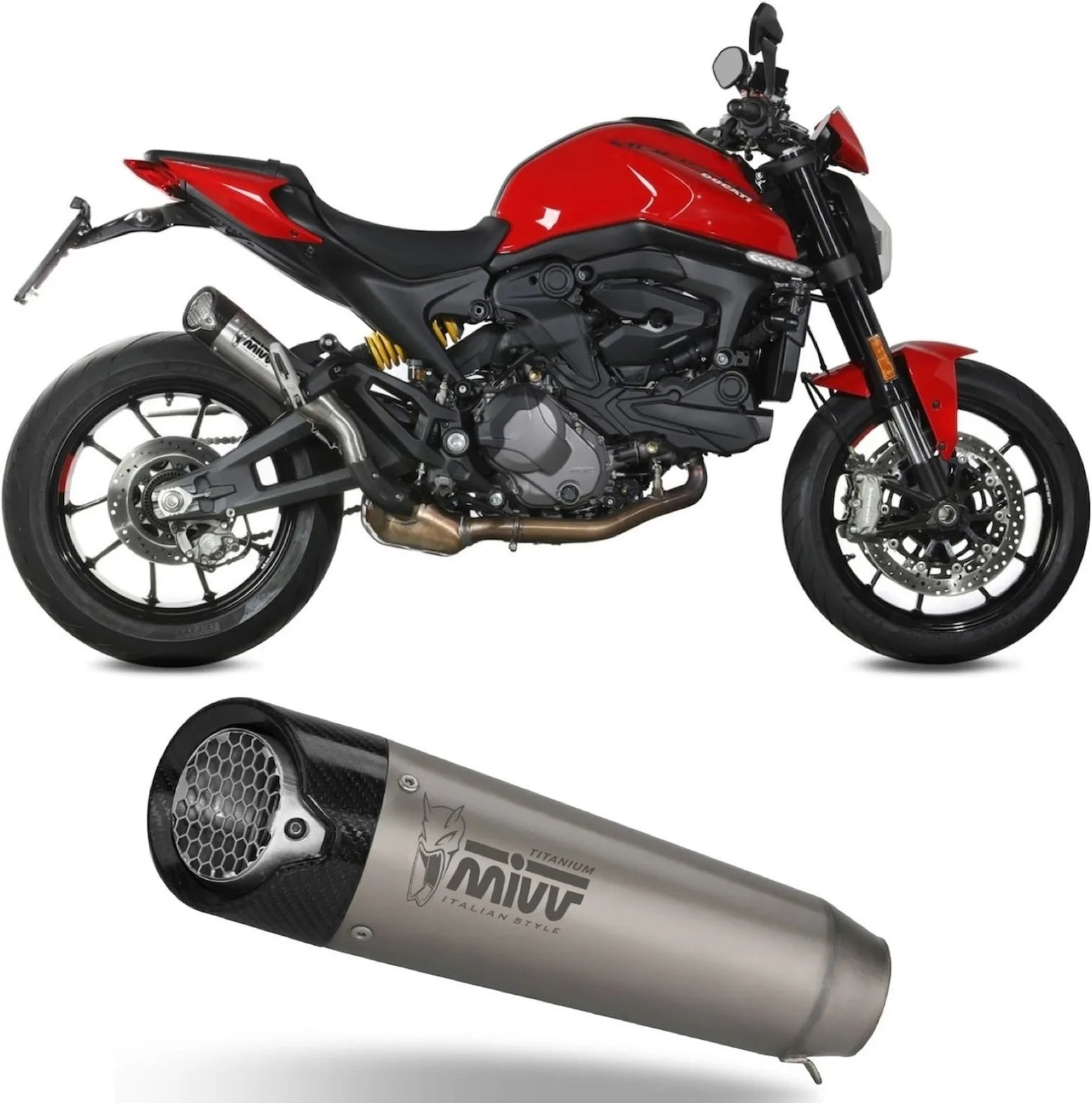 Exhaust Tip With Noise Certification X-M5 Titanium Carbon - Mivv Compatible With Ducati Monster + (2021-2024)