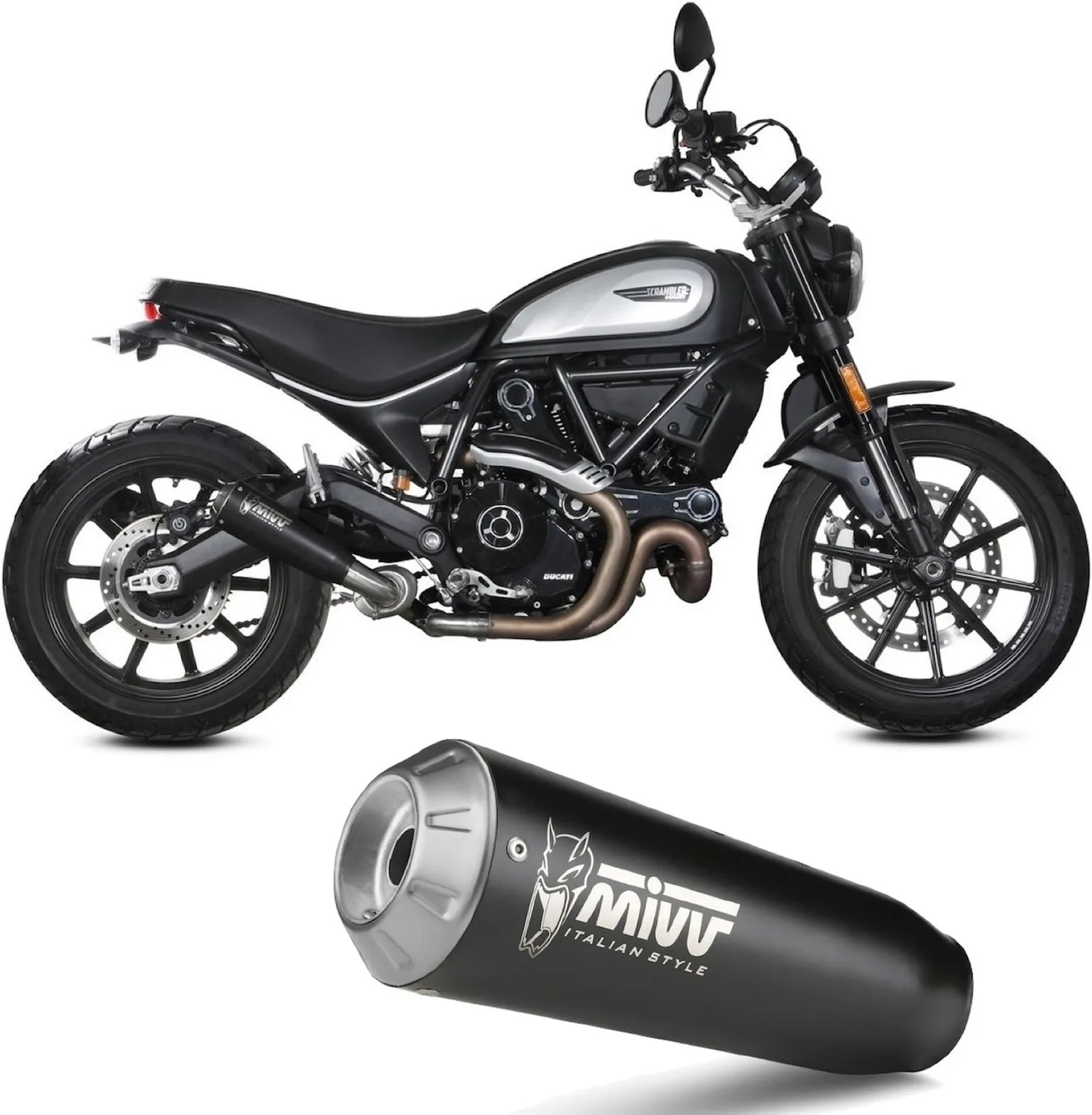 Catalytic Exhaust Tip With Sound Certification X-M1 Steel Black - Mivv Compatible With Ducati Scrambler 800 Icon (2021-2022)