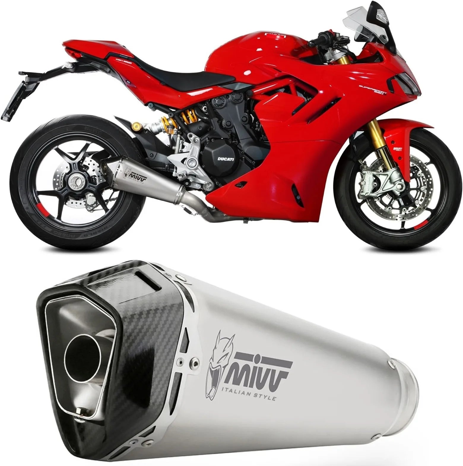 Catalytic Exhaust Tip With Sound Certification Delta Race Stainless Steel Carbon - Mivv Compatible With Ducati Supersport 950 - S (2021-2024)