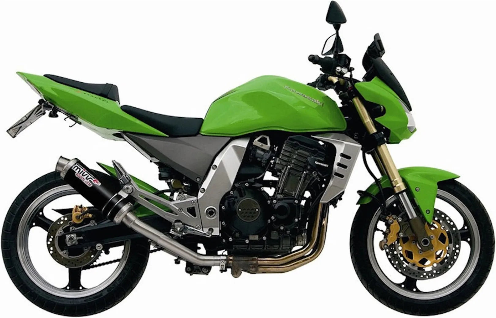 Dual Exhaust System With Sound Certification Gp Steel Black - Mivv Compatible With Kawasaki Z 1000 (2003-2006)