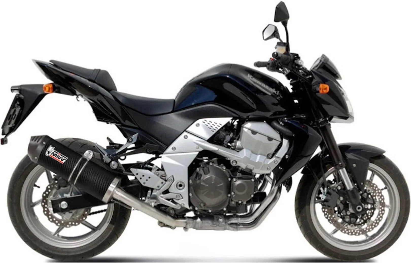 Catalytic Exhaust Tip With Sound Certification Oval Carbon Carbon - Mivv Compatible With Kawasaki Z 750 (2007-2014)