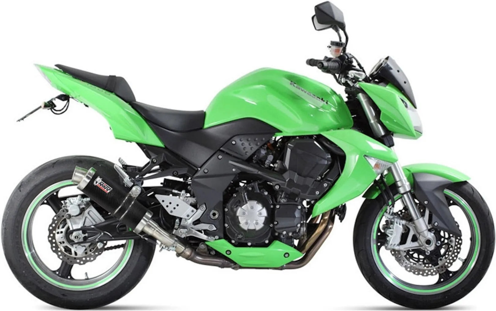 Dual Exhaust System With Sound Certification Gp Carbon - Mivv Compatible With Kawasaki Z 1000 (2007-2009)