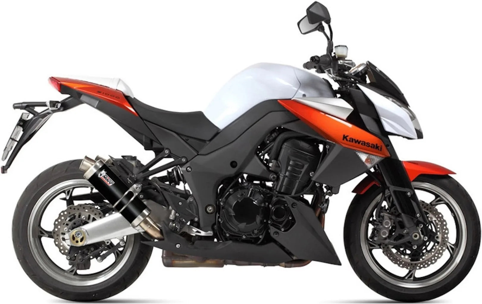 Dual Exhaust System With Sound Certification Gp Steel Black - Mivv Compatible With Kawasaki Z 1000 (2010-2013)