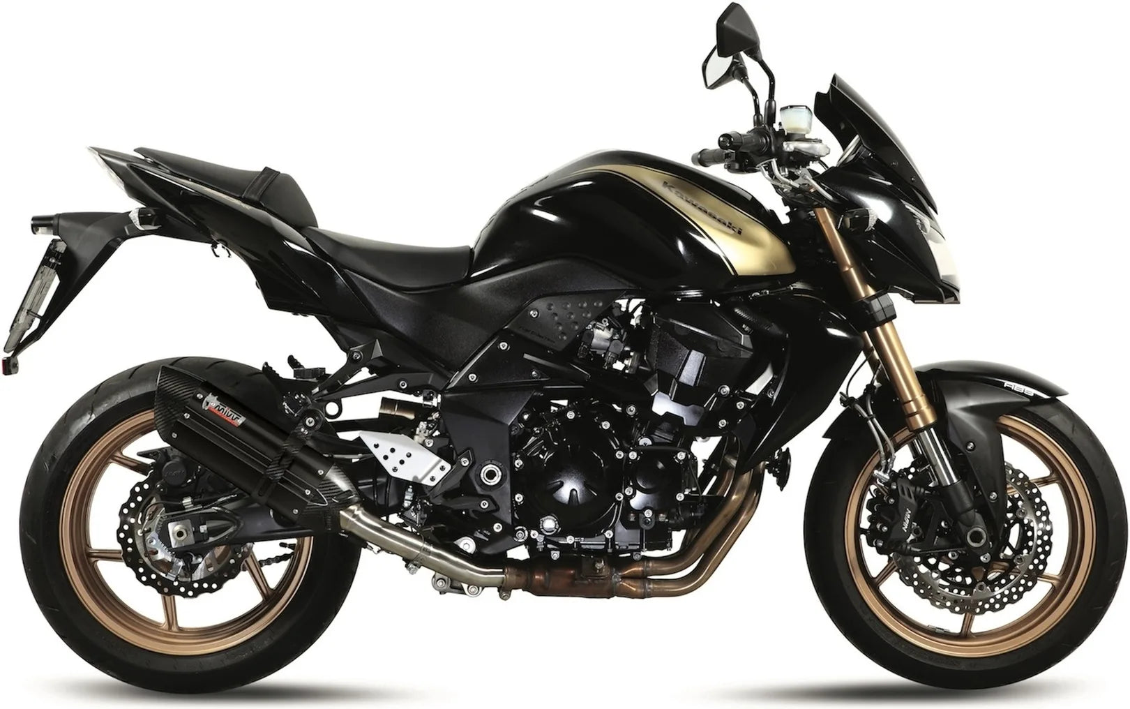 Catalytic Exhaust Tip With Sound Certification Suono Steel Black Carbon - Mivv Compatible With Kawasaki Z 750 R (2011-2014)