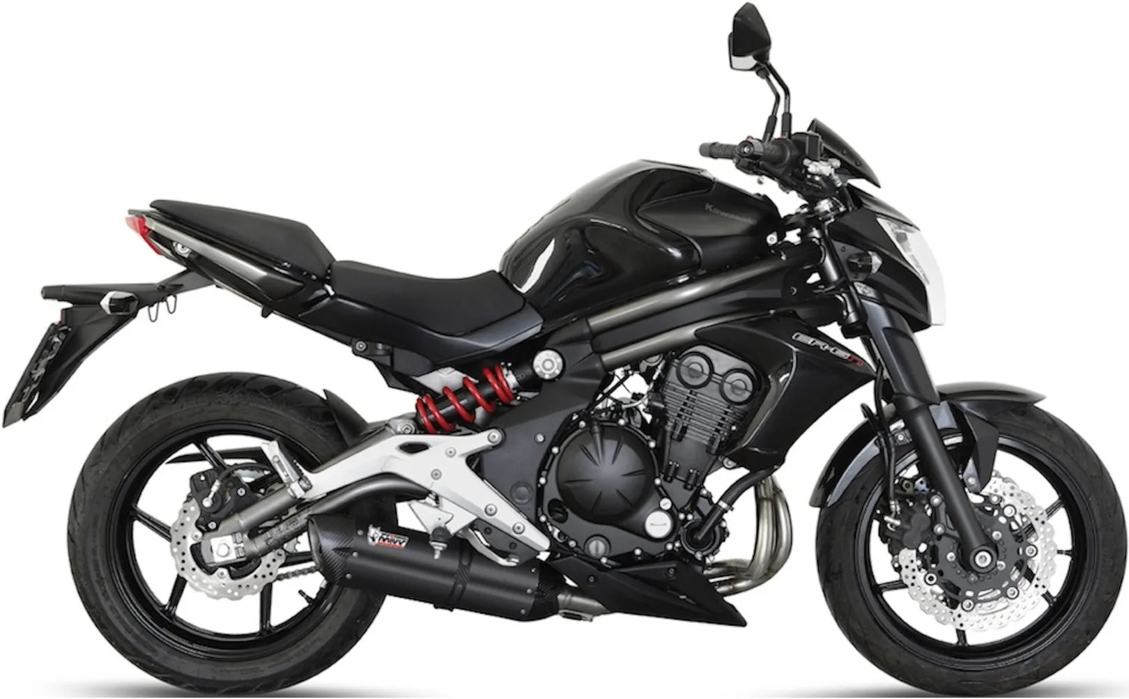 Complete Catalytic Exhaust System With Sound Certification Suono Steel Black Carbon - Mivv Compatible With Kawasaki Er-6 F (2012-2016)