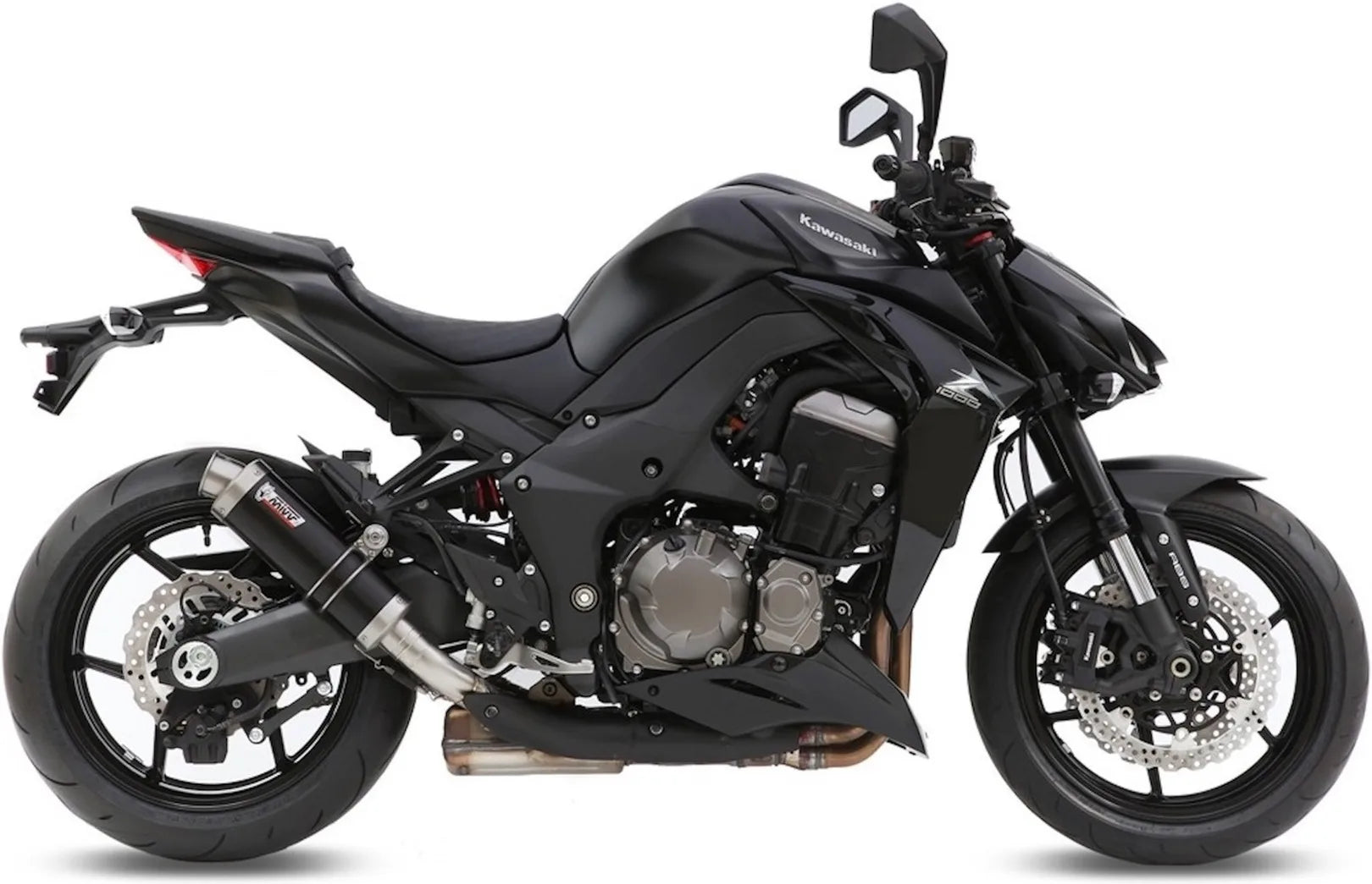 Dual Exhaust System With Sound Certification Gp Steel Black - Mivv Compatible With Kawasaki Z 1000 (2014-2020)