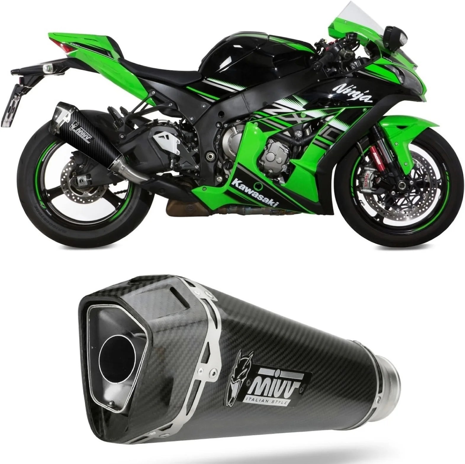 Exhaust Tip With Noise Certification Delta Race Carbon Carbon - Mivv Compatible With Kawasaki Zx 10R - Rr - Se (2016-2024)