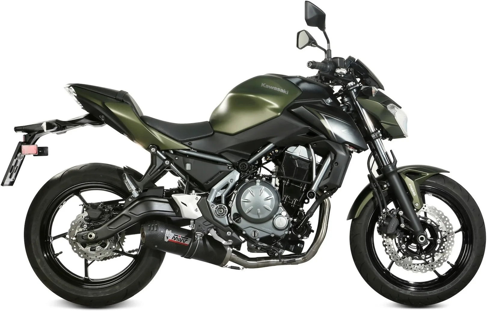 Complete Non-Catalytic Exhaust System With Sound Certification Oval Carbon Carbon - Mivv Compatible With Kawasaki Z 650 (2017-2023)