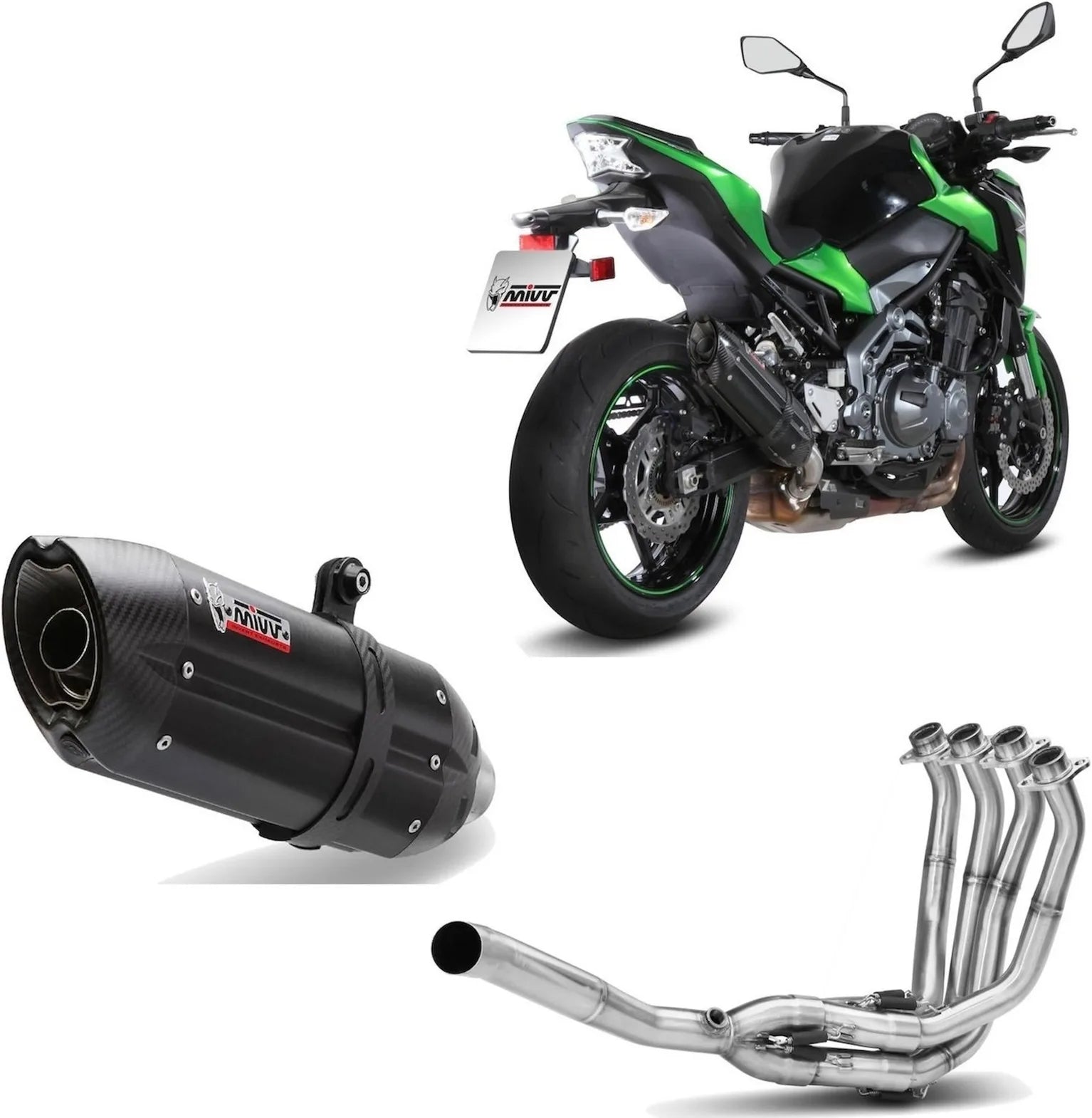 Complete Non-Catalytic Exhaust System With Sound Certification Suono Steel Black Carbon - Mivv Compatible With Kawasaki Z 900 (2017-2024)