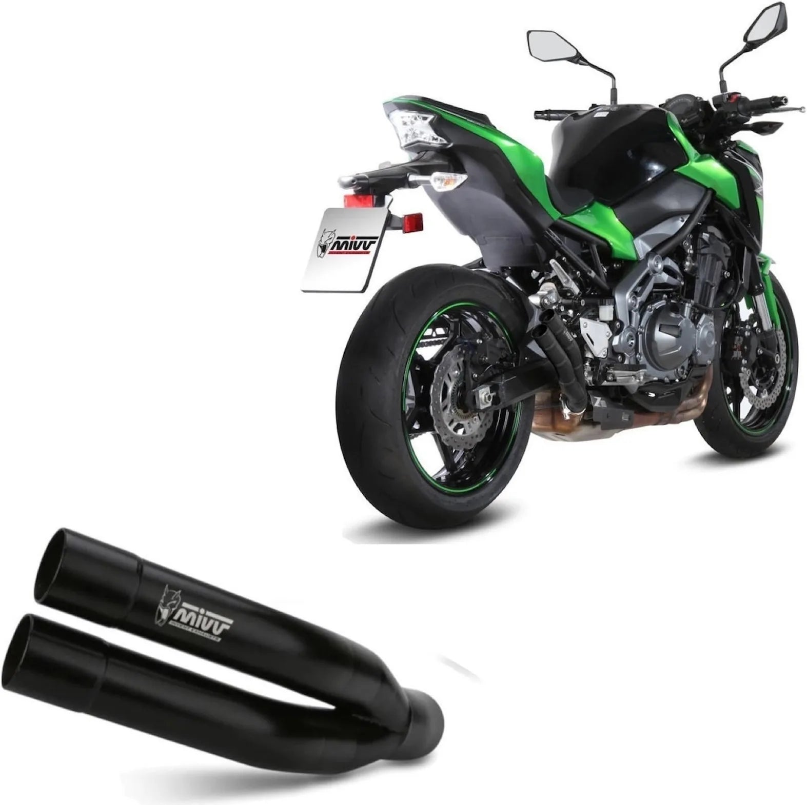 Exhaust Tip With Noise Certification Double Gun Steel Black - Mivv Compatible With Kawasaki Z 900 (2017-2024)