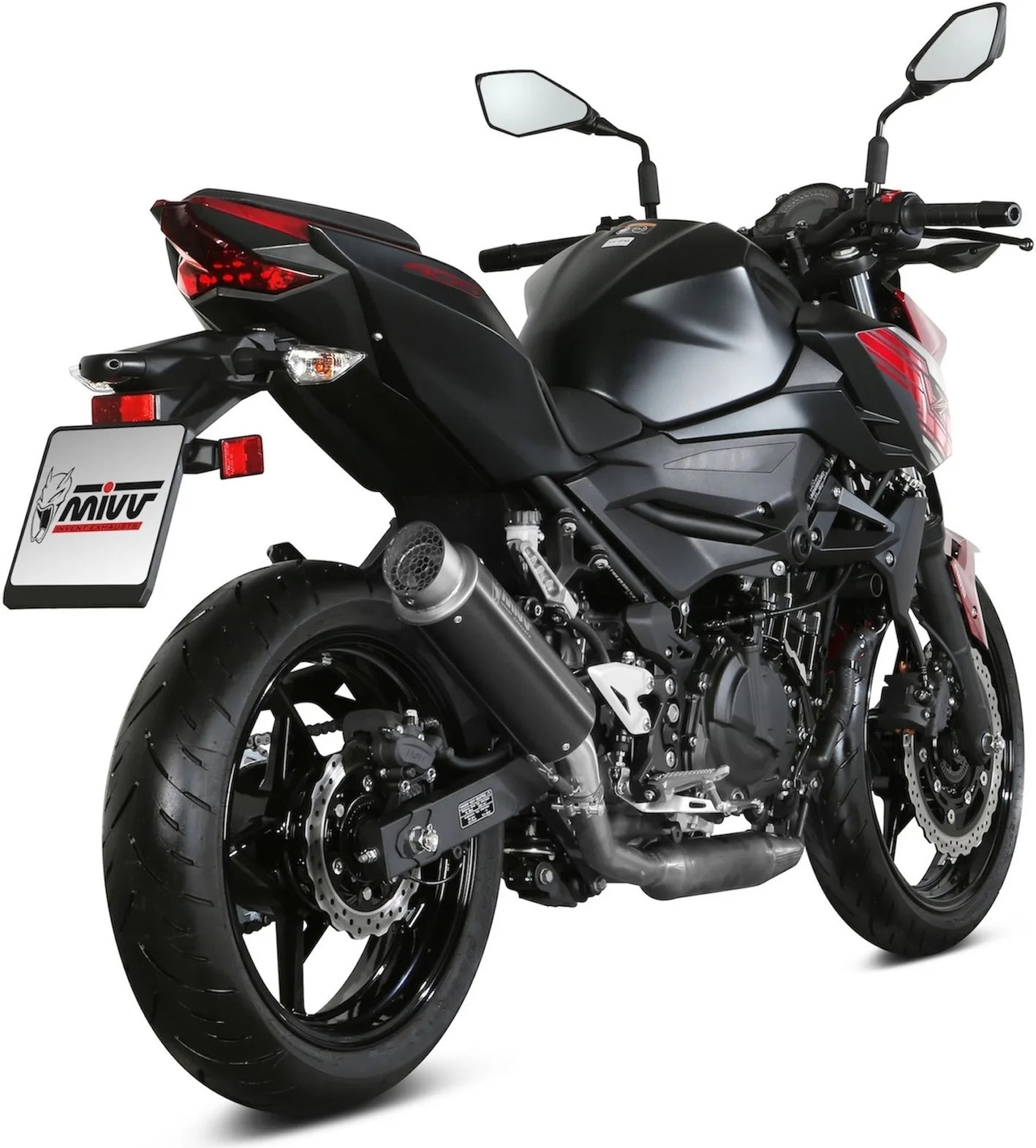 Exhaust Tip With Noise Certification Gppro Steel Black - Mivv Compatible With Kawasaki Ninja 400 (2018-2020)