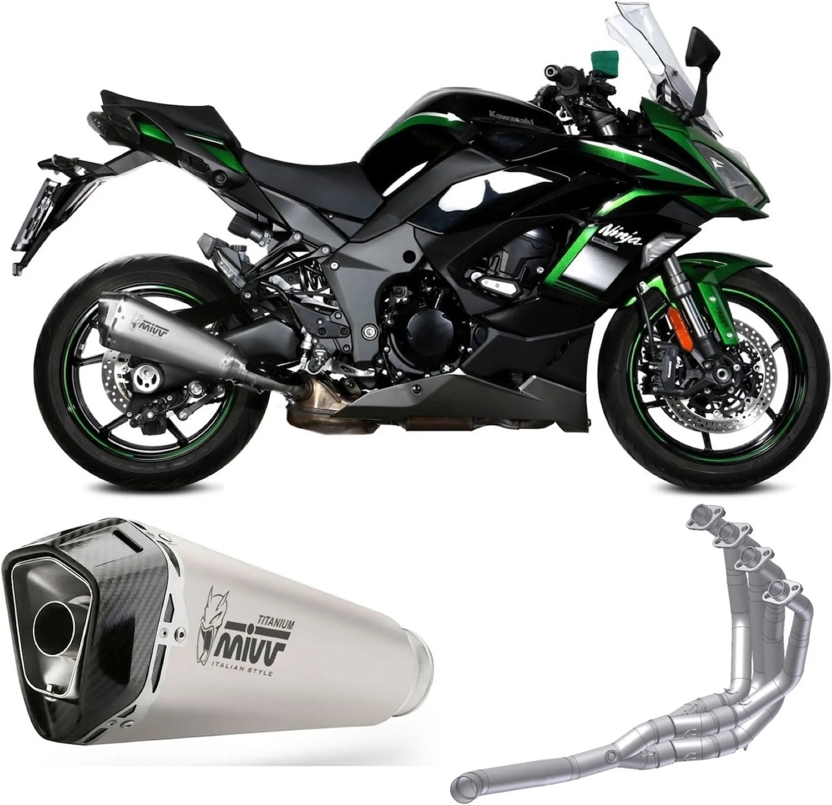 Complete Non-Catalytic Exhaust System With Sound Certification Delta Race Stainless Steel Carbon - Mivv Compatible With Kawasaki Ninja 1000 Sx (2020-2024)
