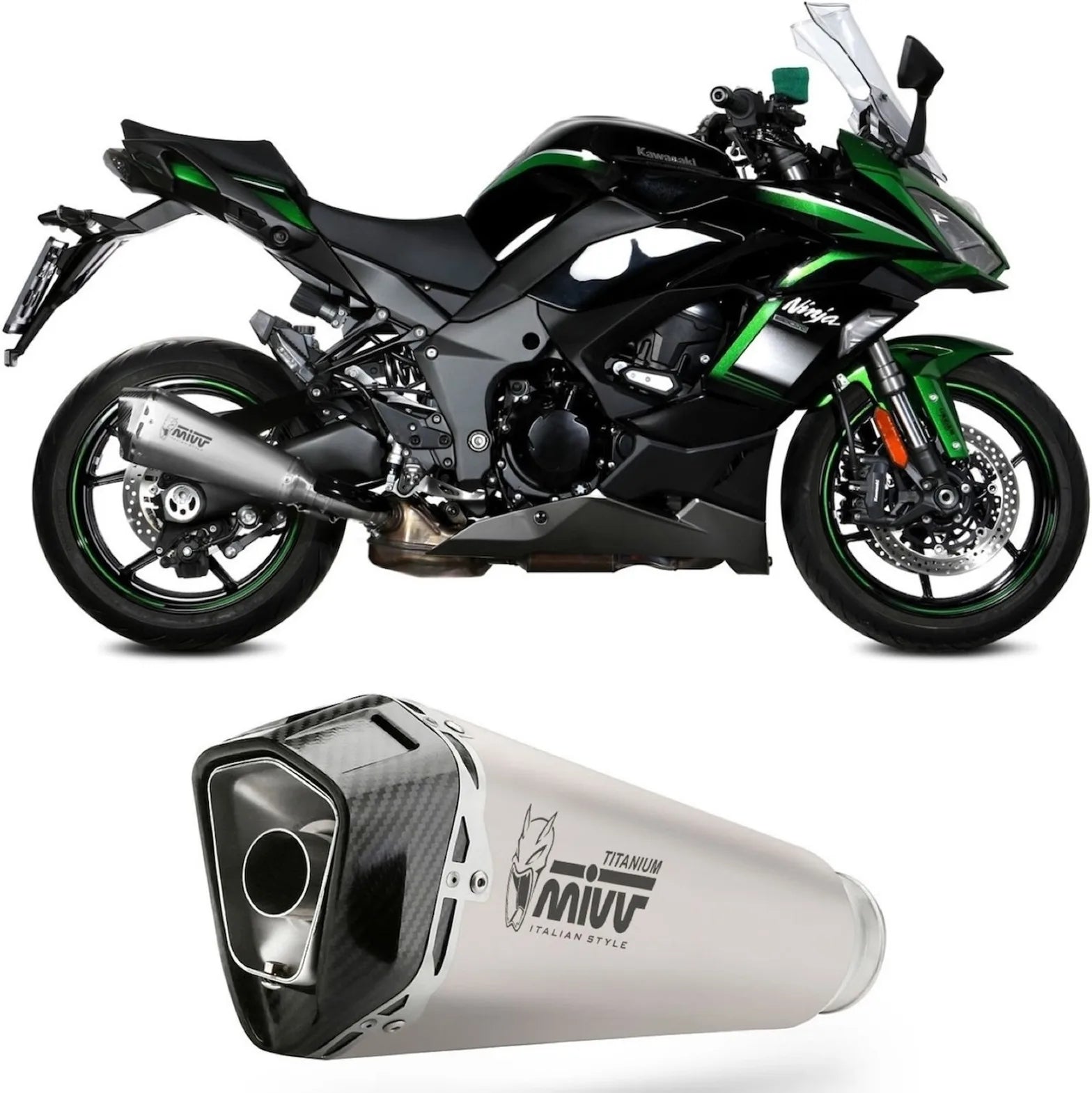 Exhaust Tip With Noise Certification Delta Race Stainless Steel Carbon - Mivv Compatible With Kawasaki Ninja 1000 Sx (2020-2024)