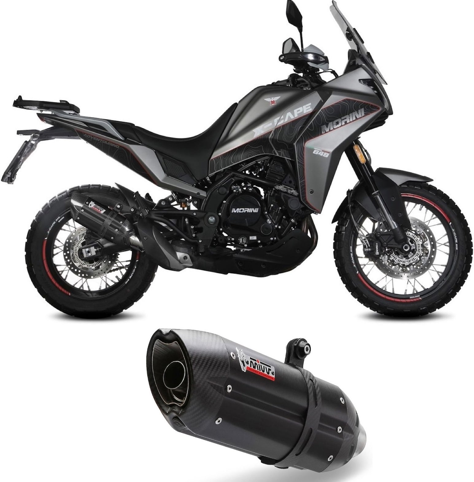 Exhaust Tip With Noise Certification Suono Steel Black Carbon - Mivv Compatible With Moto Morini X-Cape 649 (2021-2024)