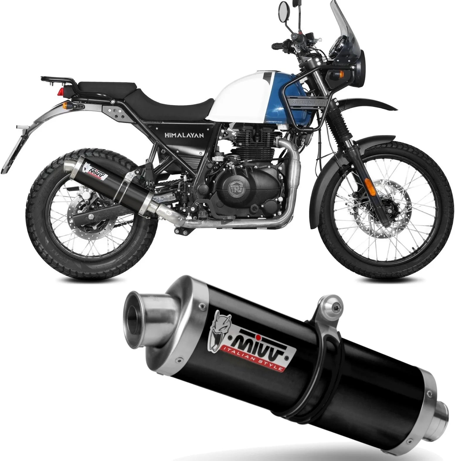Catalytic Exhaust Tip With Sound Certification Oval Steel Black - Mivv Compatible With Royal Enfield Himalayan (2021-2023)