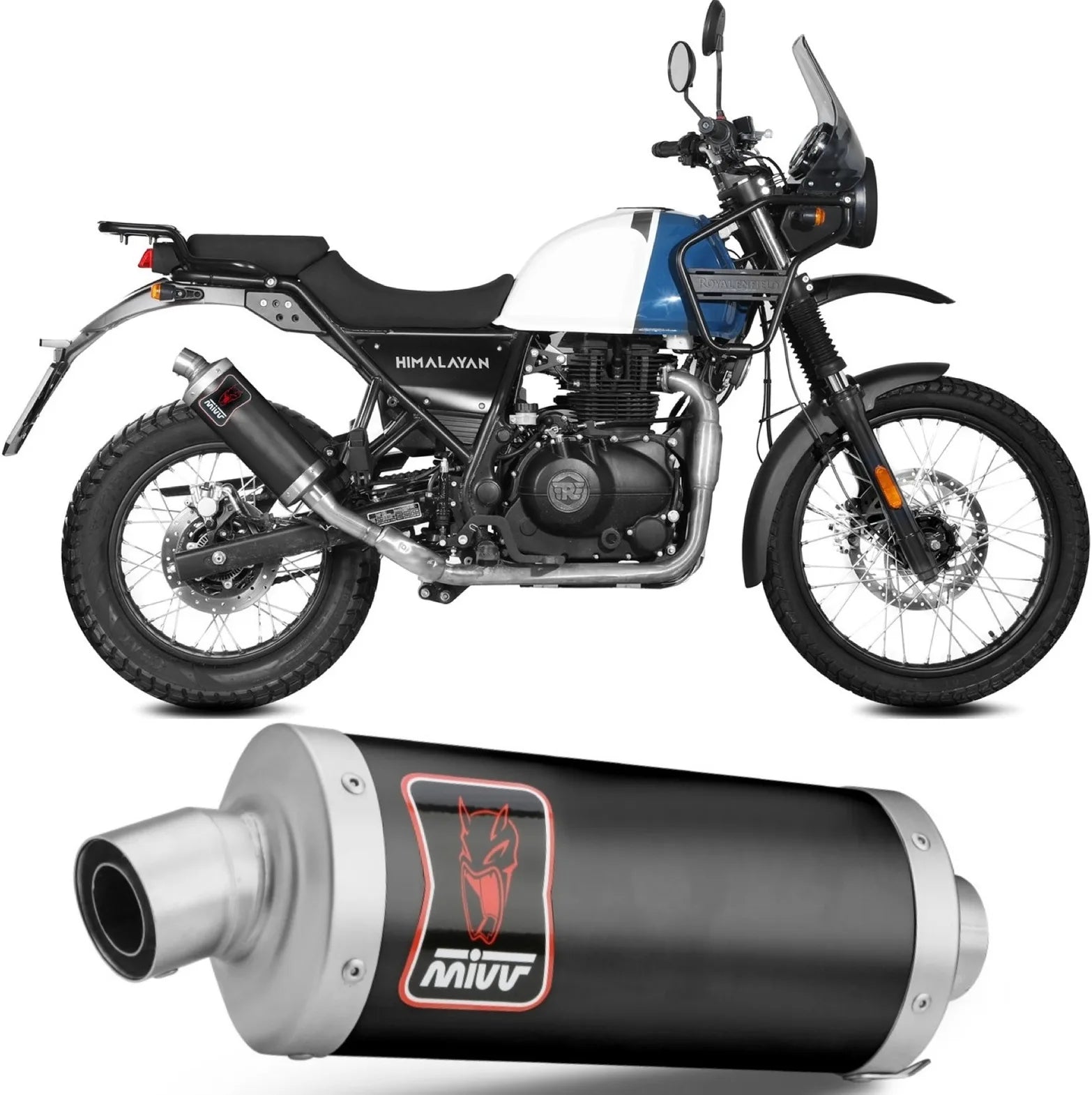 Catalytic Exhaust Tip With Sound Certification Dakar Steel Black - Mivv Compatible With Royal Enfield Himalayan (2021-2023)