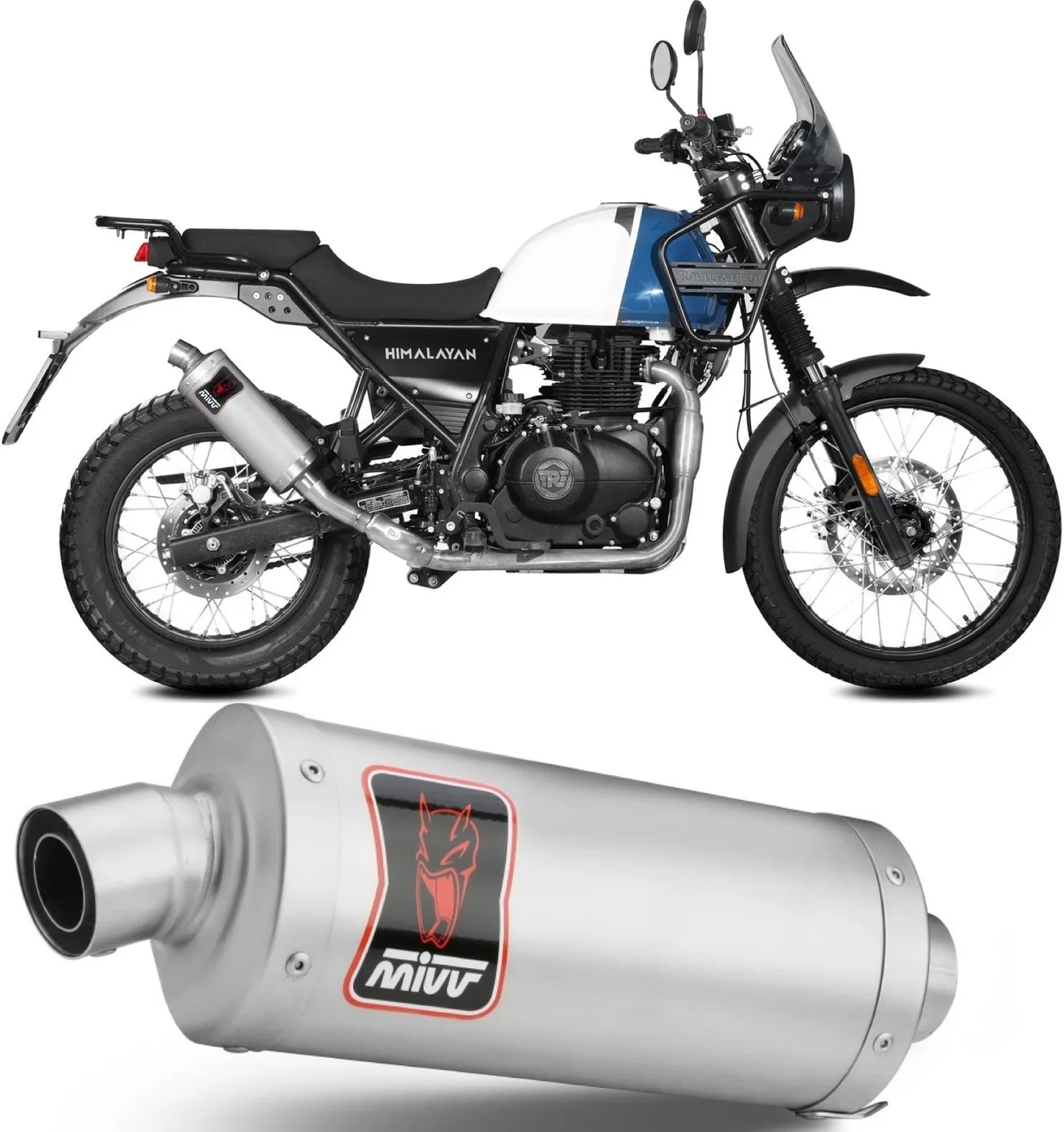 Catalytic Exhaust Tip With Sound Certification Dakar Stainless Steel - Mivv Compatible With Royal Enfield Himalayan (2021-2023)