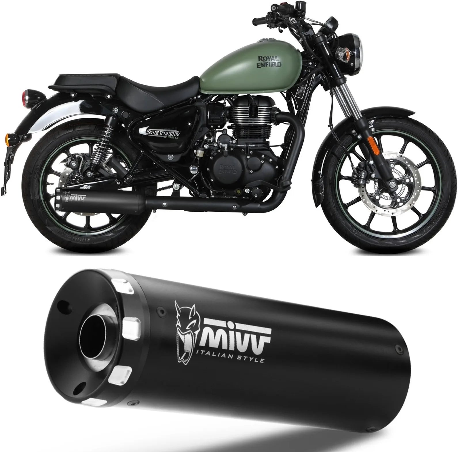 Exhaust Tip With Noise Certification Hr-1 Steel Black - Mivv Compatible With Royal Enfield Meteor 350 (2021-2024)