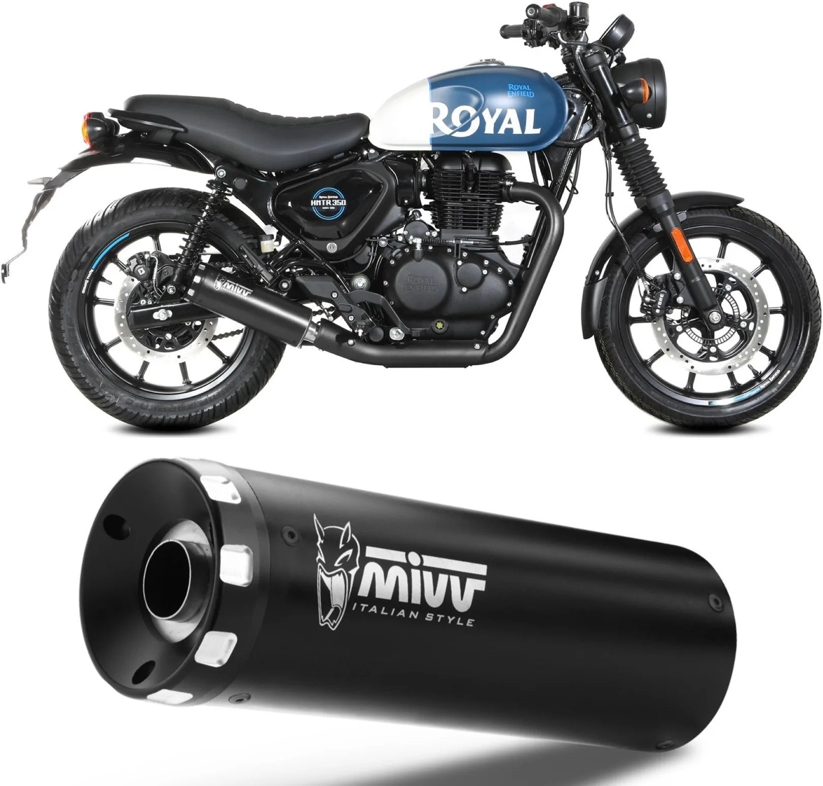 Exhaust Tip With Noise Certification Hr-1 Steel Black - Mivv Compatible With Royal Enfield Hntr 350 (2022-2024)