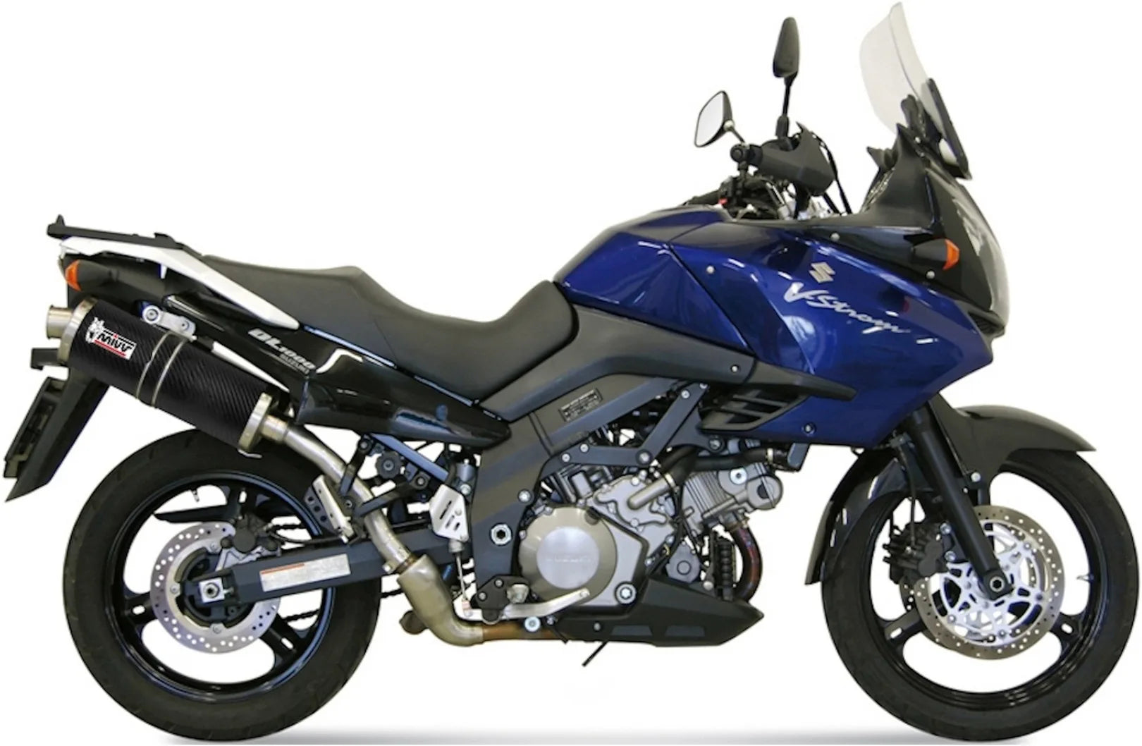 Dual Exhaust System With Sound Certification Oval Carbon - Mivv Compatible With Suzuki Dl 1000 V-Strom (2002-2013)