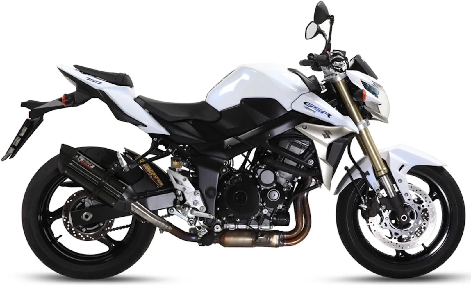 Exhaust Tip With Noise Certification Suono Steel Black Carbon - Mivv Compatible With Suzuki Gsr 750 (2011-2016)