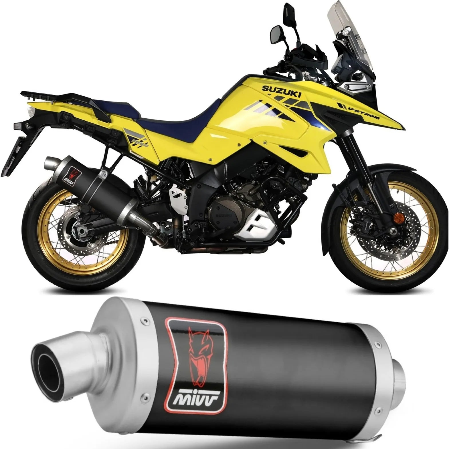 Exhaust Tip With Noise Certification Dakar Steel Black - Mivv Compatible With Suzuki V-Strom 1000 (2014-2020)