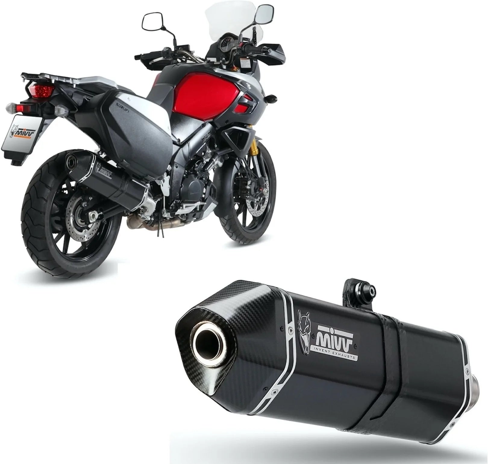 Exhaust Tip With Noise Certification Speed Edge Steel Black Carbon - Mivv Compatible With Suzuki Dl 1000 V-Strom (2014-2020)