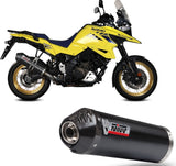 Exhaust Tip With Noise Certification Oval Steel Black Carbon - Mivv Compatible With Suzuki V-Strom 1000 (2014-2020)