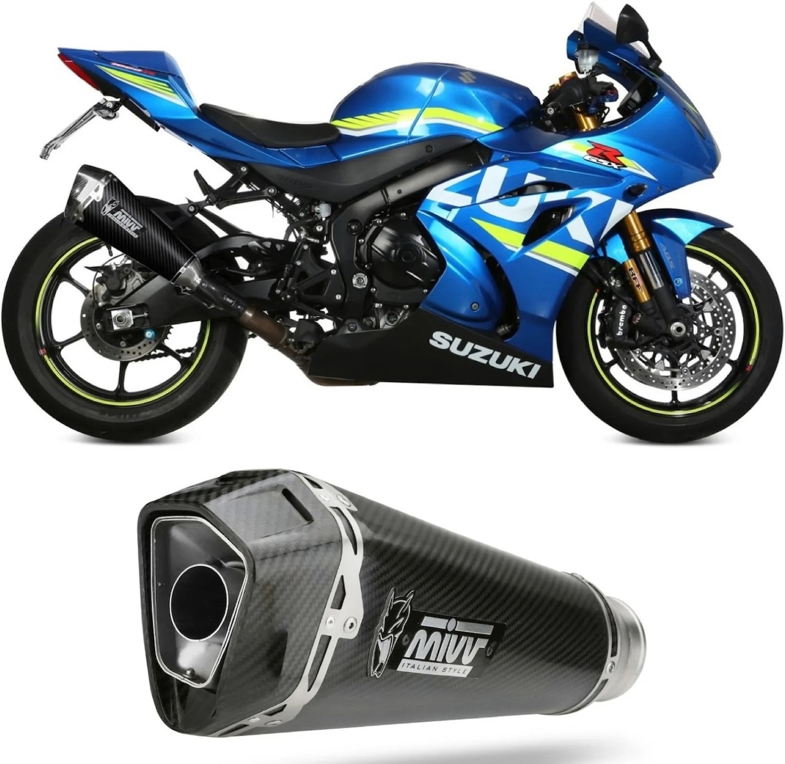 Exhaust Tip With Noise Certification Delta Race Steel Black Carbon - Mivv Compatible With Suzuki Gsx-R 1000 (2017-2020)