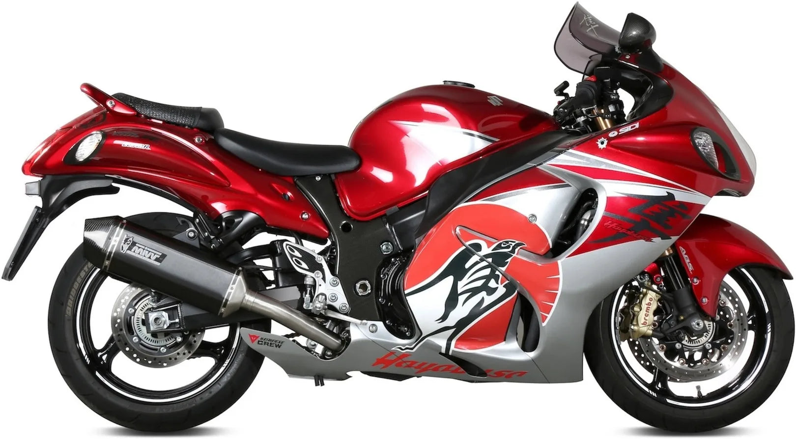 Dual Exhaust System With Sound Certification Speed Edge Steel Black Carbon - Mivv Compatible With Suzuki Gsx-R 1300 Hayabusa (2008-2017)