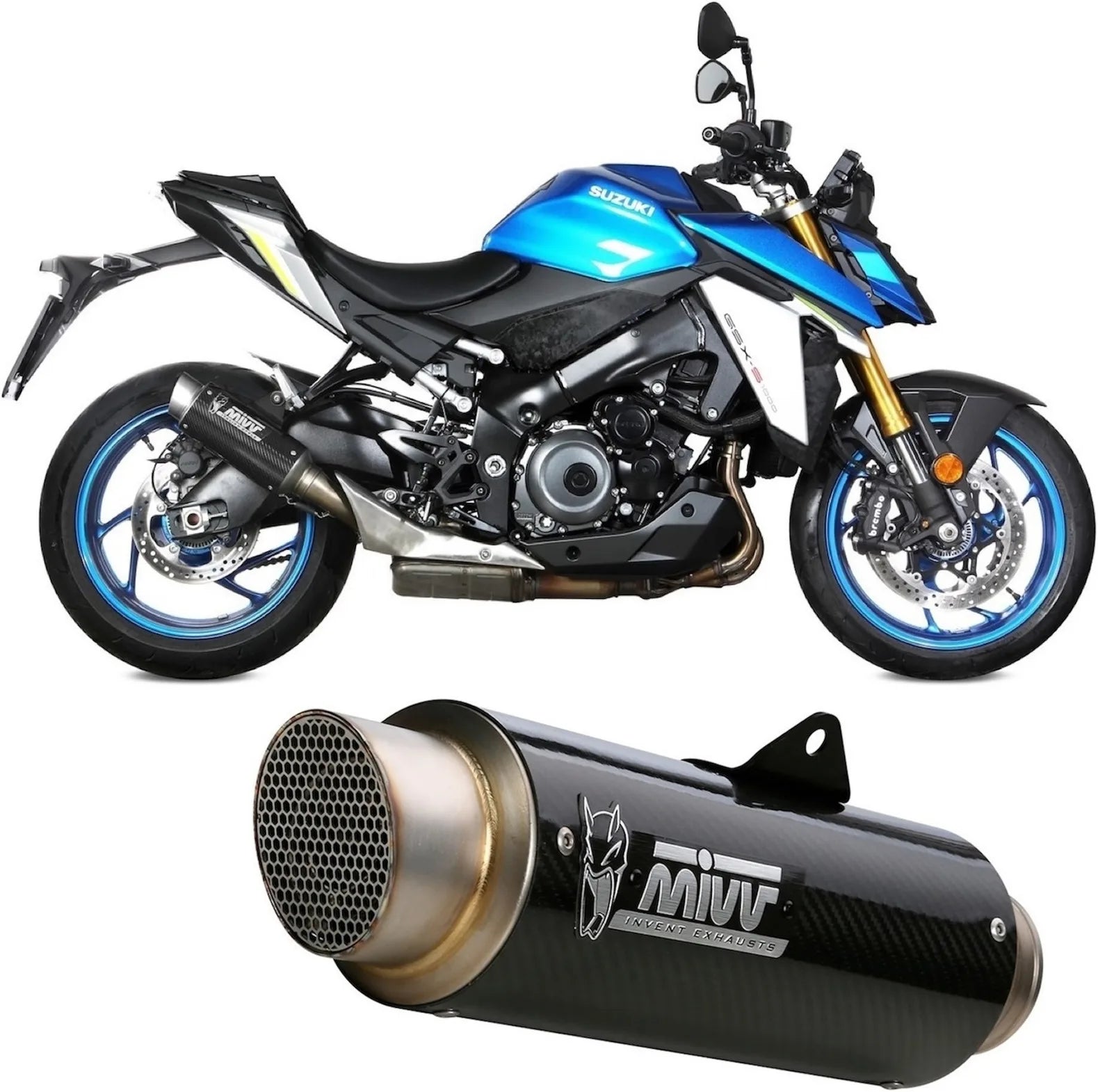 Exhaust Tip With Noise Certification Gppro Carbon - Mivv Compatible With Suzuki Gsx-S 1000 (2021-2024)