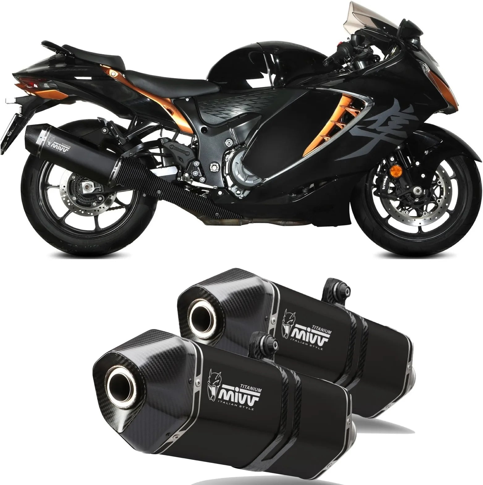 Dual Exhaust System With Sound Certification Speed Edge Titanium Carbon - Mivv Compatible With Suzuki Gsx-R 1300 Hayabusa (2021-2024)