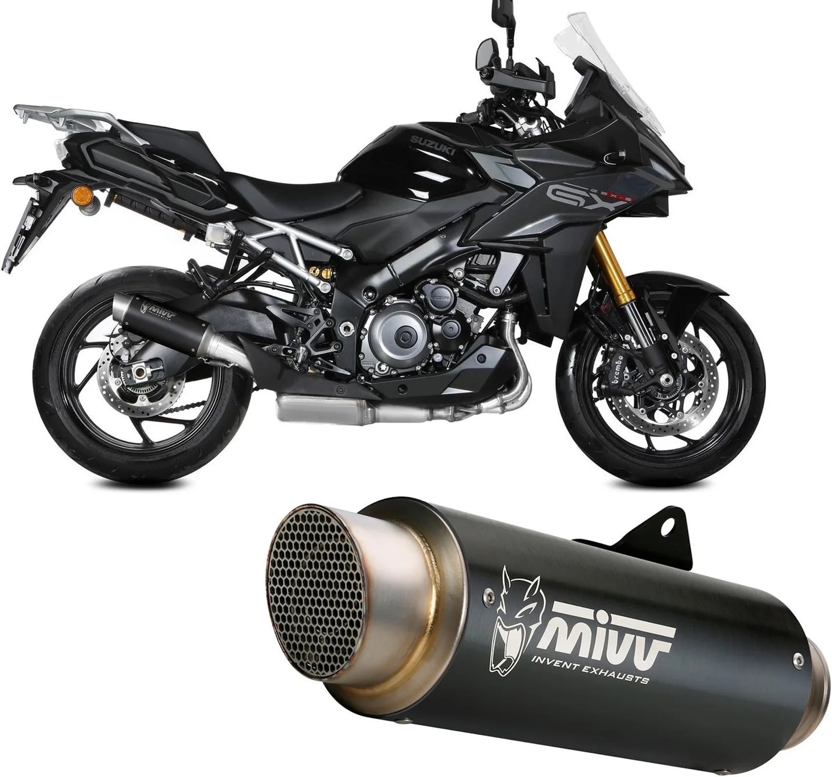 Exhaust Tip With Noise Certification Gppro Steel Black - Mivv Compatible With Suzuki Gsx-S 1000 Gx (2024)