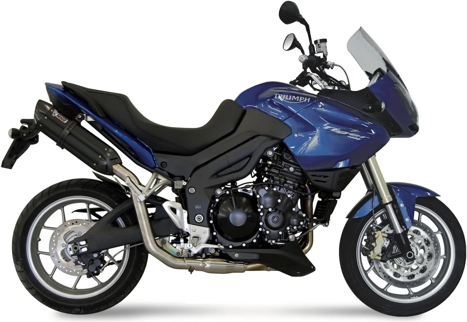 Catalytic Exhaust Tip With Sound Certification Suono Steel Black Carbon - Mivv Compatible With Triumph Tiger 1050 (2007-2012)