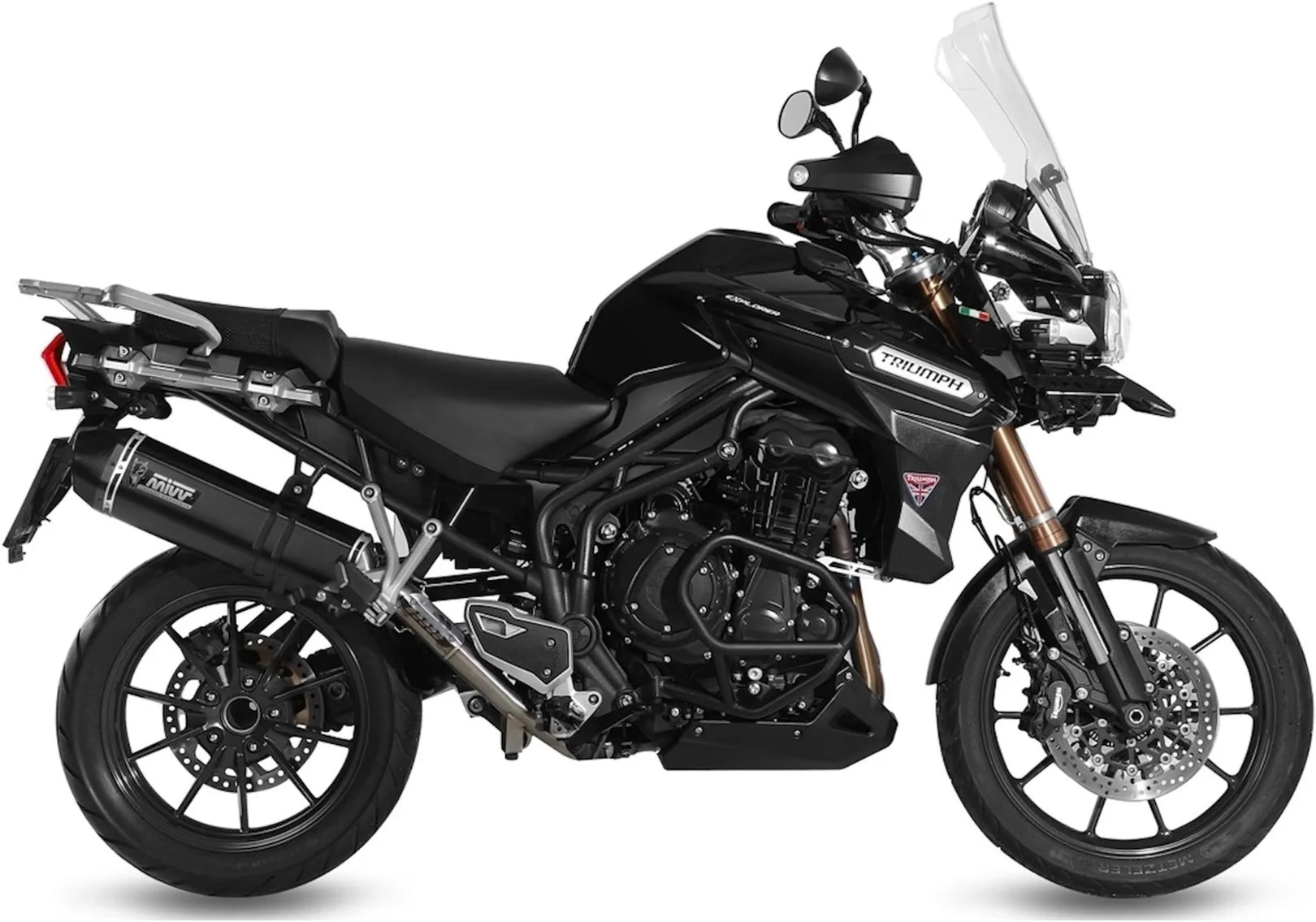 Catalytic Exhaust Tip With Sound Certification Speed Edge Steel Black Carbon - Mivv Compatible With Triumph Tiger 1200 Explorer (2012-2015)