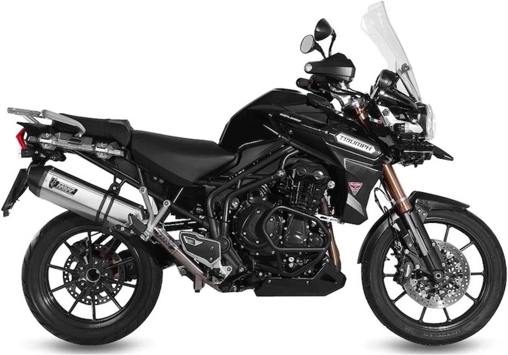 Catalytic Exhaust Tip With Sound Certification Speed Edge Stainless Steel Carbon - Mivv Compatible With Triumph Tiger 1200 Explorer (2012-2015)