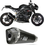 Exhaust Tip With Noise Certification Delta Race Steel Black Carbon - Mivv Compatible With Triumph Speed Triple R Rs (2018-2020)