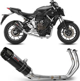 Complete Catalytic Exhaust System With Sound Certification Gp Steel Black Carbon - Mivv Compatible With Yamaha Mt-07 (2014-2024)