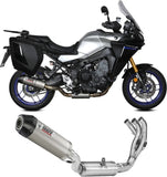 Complete Non-Catalytic Exhaust System With Sound Certification Oval Titanium Carbon - Mivv Compatible With Yamaha Tracer 9 - Gt (2021-2023)