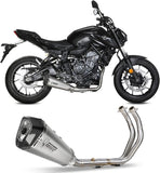Complete Catalytic Exhaust System With Sound Certification Delta Race Stainless Steel Carbon - Mivv Compatible With Yamaha Mt-07 (2021-2024)