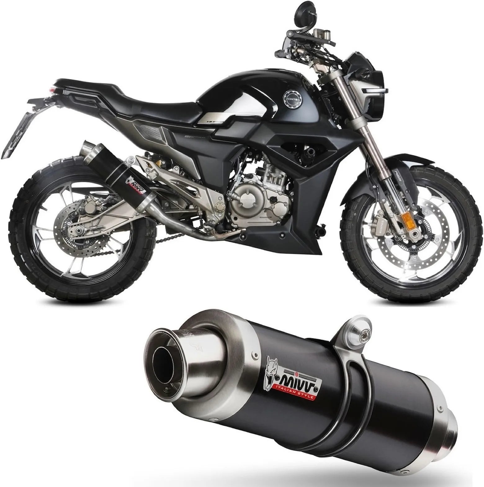 Complete Catalytic Exhaust System With Sound Certification Gp Steel Black - Mivv Compatible With Zontes Zt 125 U (2021-2024)