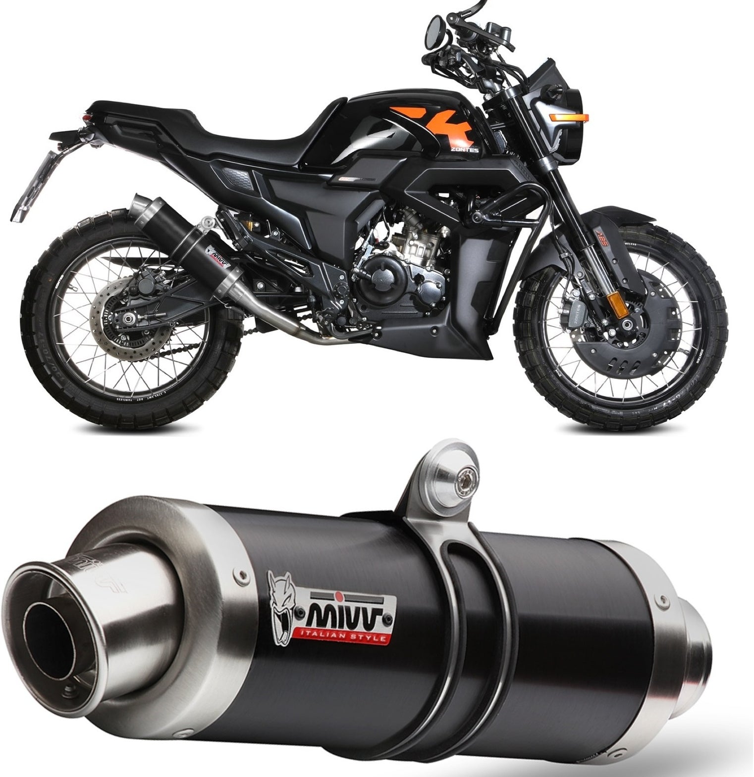 Complete Non-Catalytic Exhaust System With Sound Certification Gp Steel Black - Mivv Compatible With Zontes Zt 125 Gk (2021-2024)