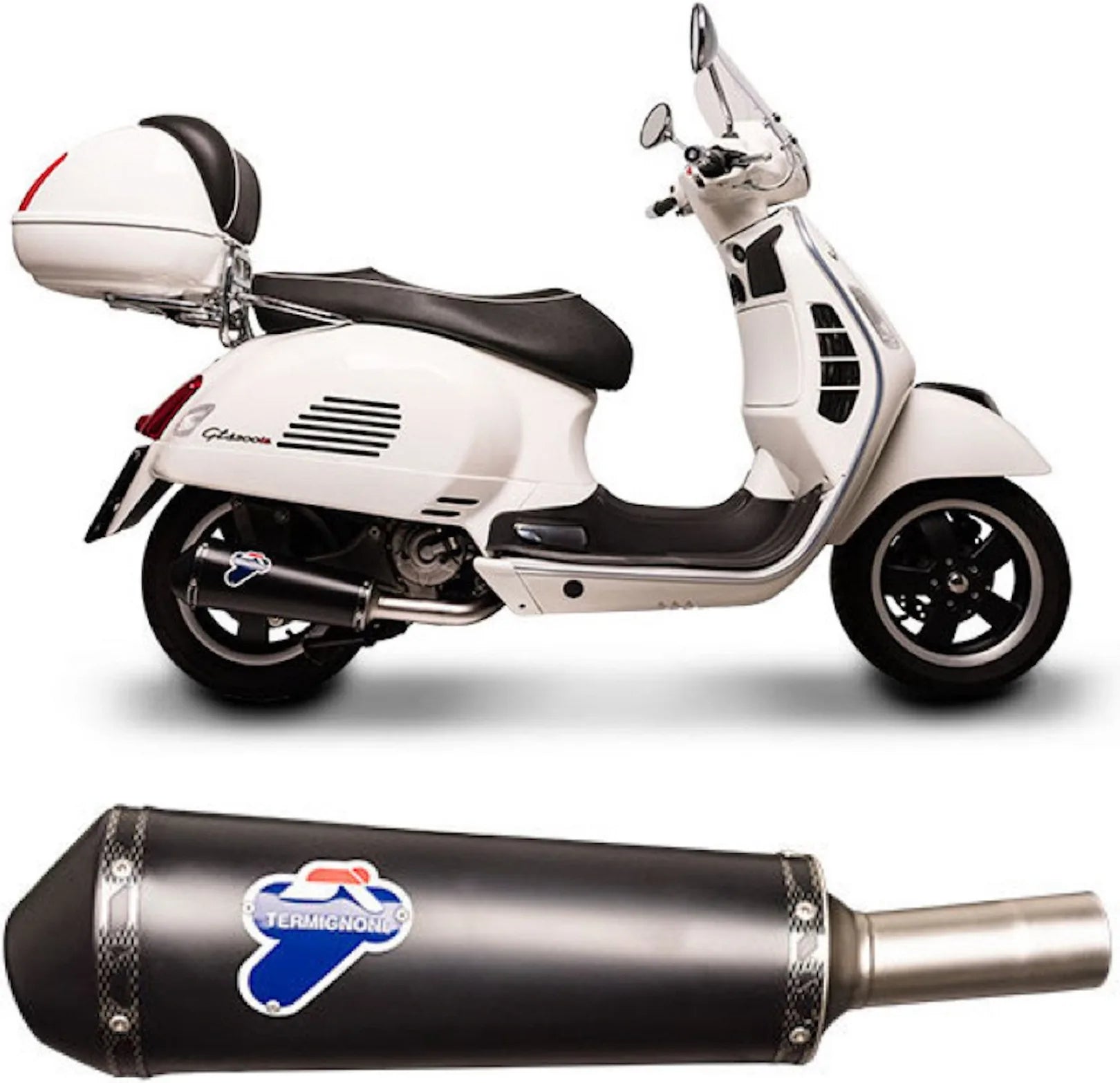 Complete Exhaust System Without Catalytic Converter And Without Sound Certification Oval Steel Black - Termignoni Compatible With Piaggio Vespa 250 (2008-2022)