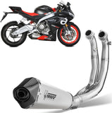 Complete Exhaust System Without Catalytic Converter And Without Sound Certification Delta Race Stainless Steel Carbon - Mivv Compatible With Aprilia Tuono 660 (2021-2024)