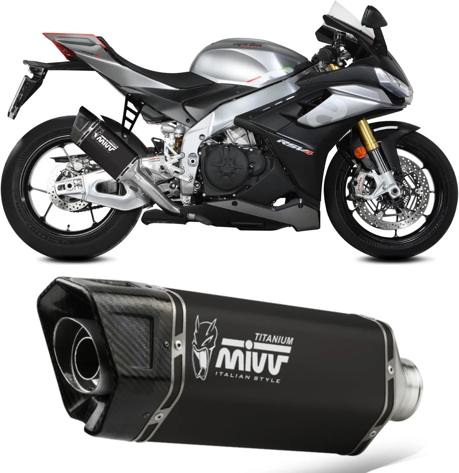 Uncatalysed Exhaust System Without Sound Certification Sr-1 Titanium Black - Mivv Compatible With Aprilia Rsv4 (2021-2024)