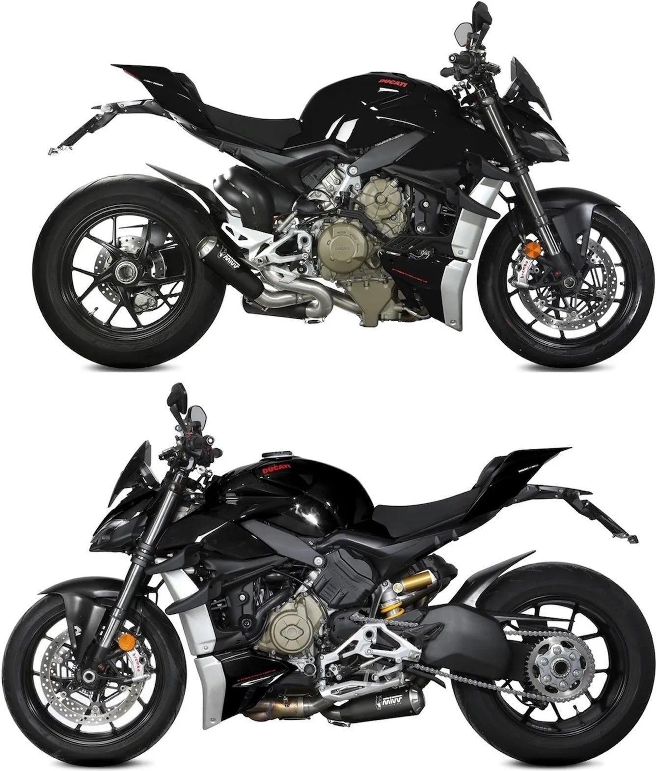 Dual Exhaust System Without Catalytic Converters And Without Sound Certification X-M1 Steel Black - Mivv Compatible With Ducati Streetfighter V4 (2020-2022)