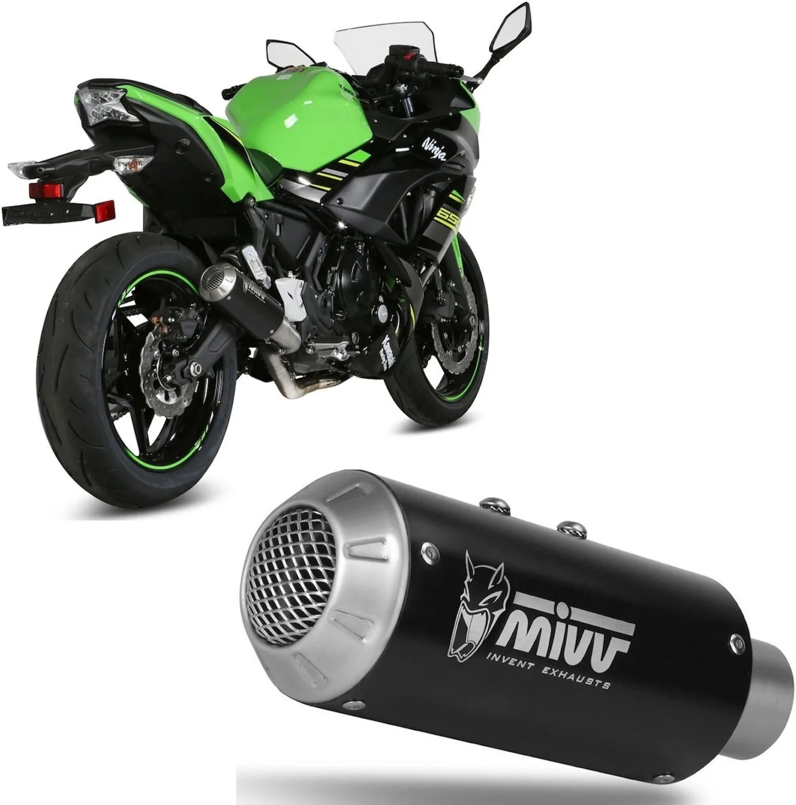 Complete Exhaust System Without Catalytic Converter And Without Sound Certification Mk3 Steel Black - Mivv Compatible With Kawasaki Z 650 (2017-2023)